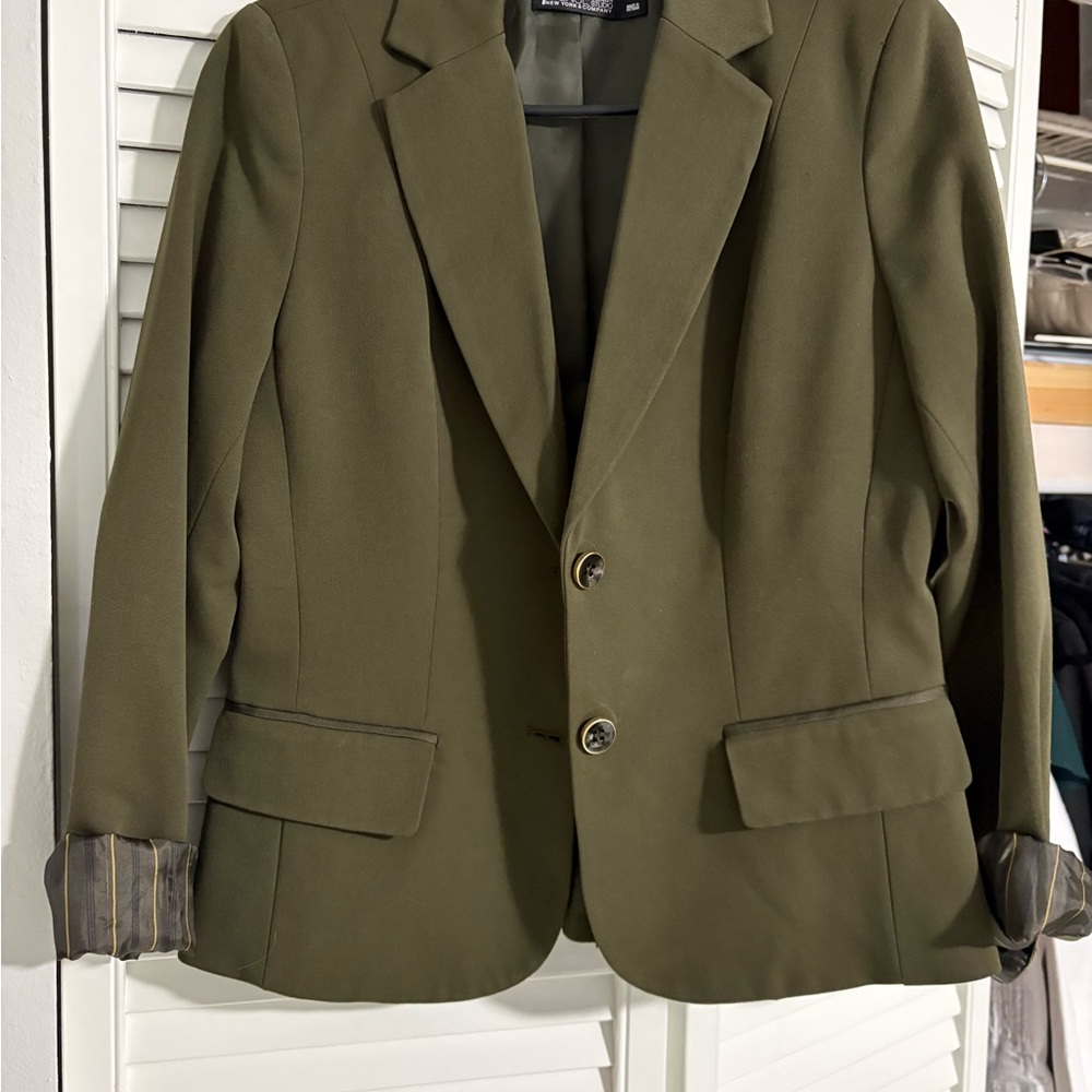 New York & Company Olive Green Blazer Jacket